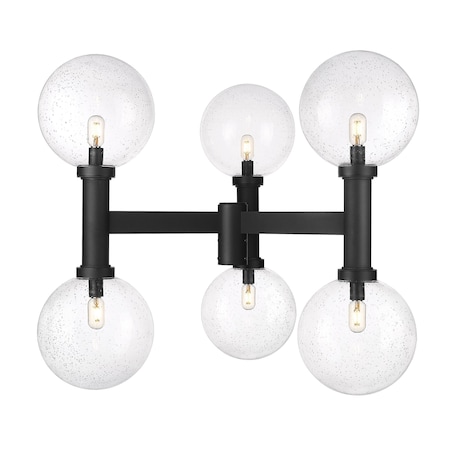 Z-Lite Laurent Outdoor Post Mount Fixture, 6-Light, 39 In.W x 34.5 In.H, Black/Clear Seedy 599BP6-BK